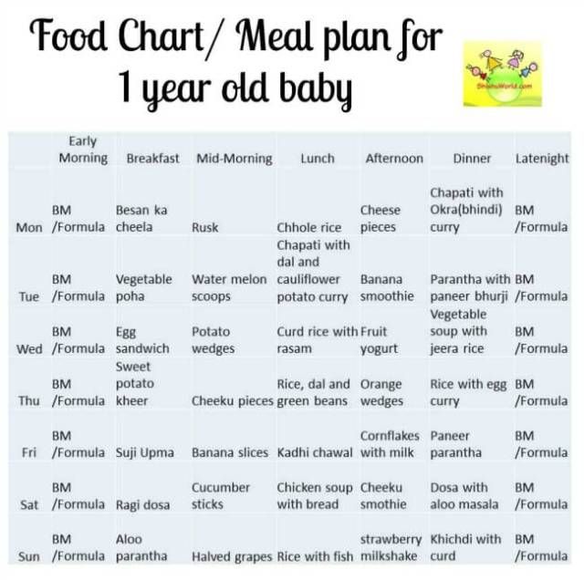 Diet chart for 12 year old child 