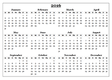 2016 calendar printable