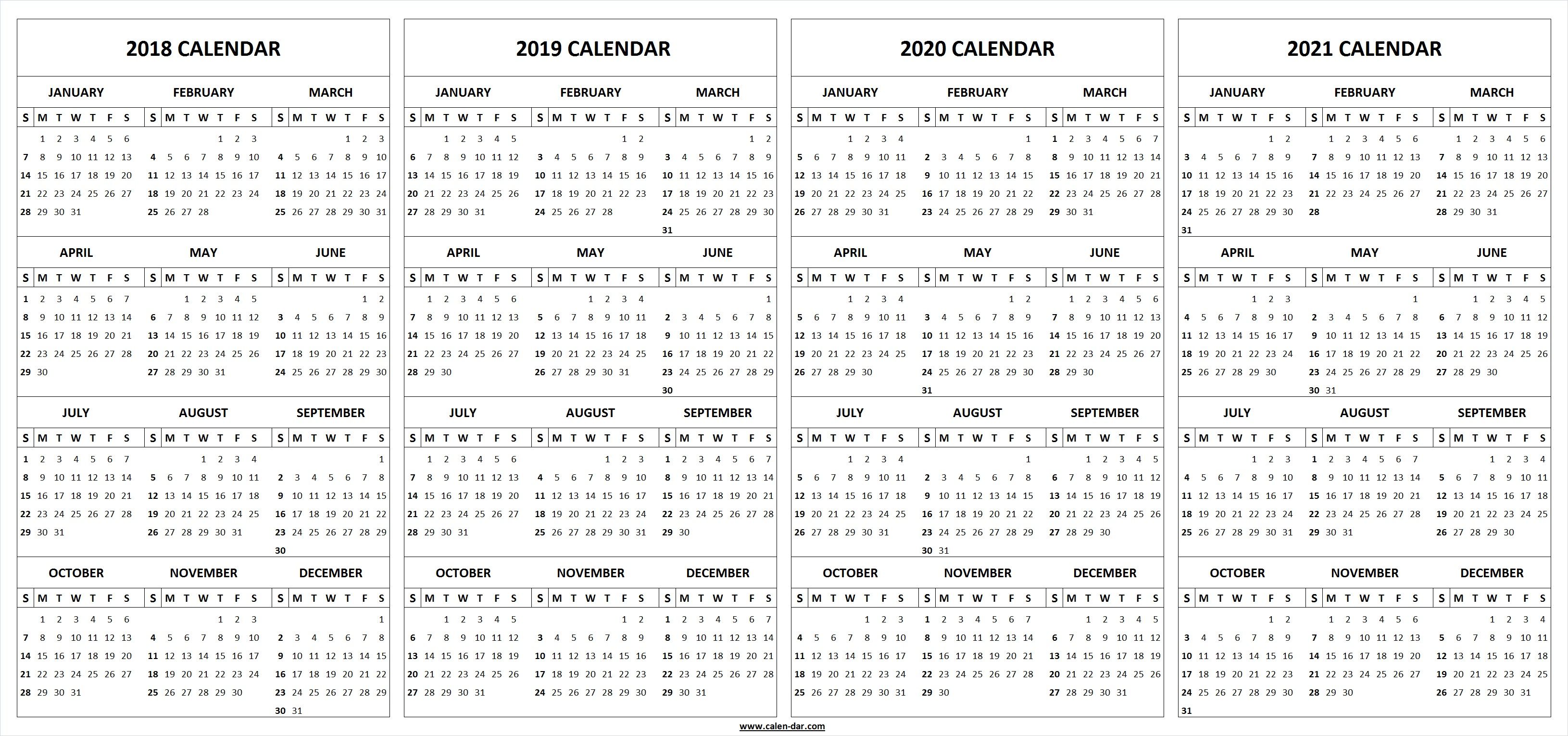 2018 and 2019 calendar printable