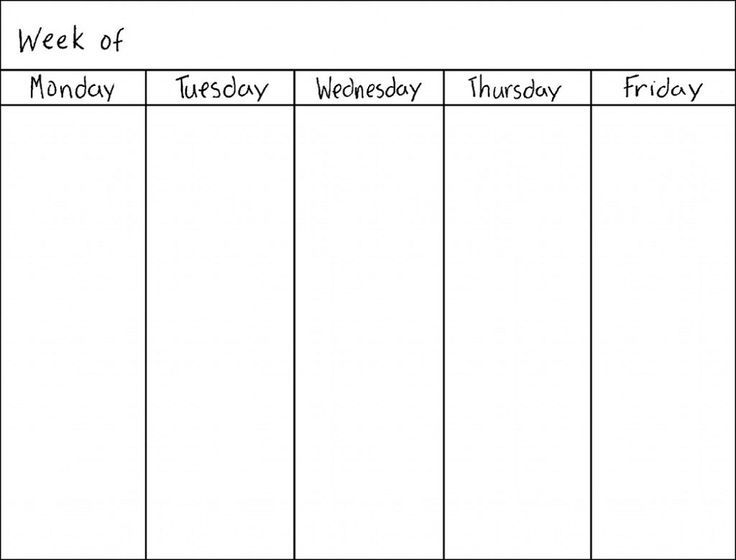 Blank Printable weekly calendar