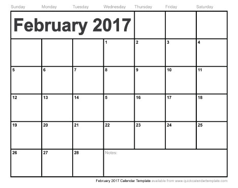 February 2017 calendar printable