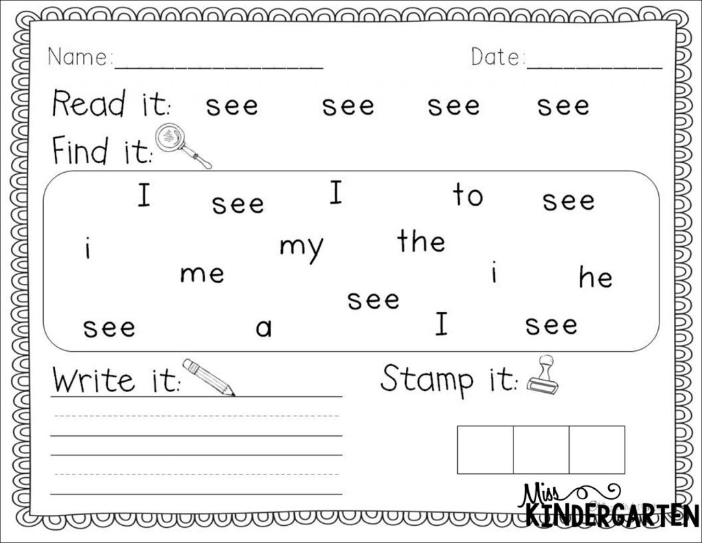 Free Printable sight word activities for kids