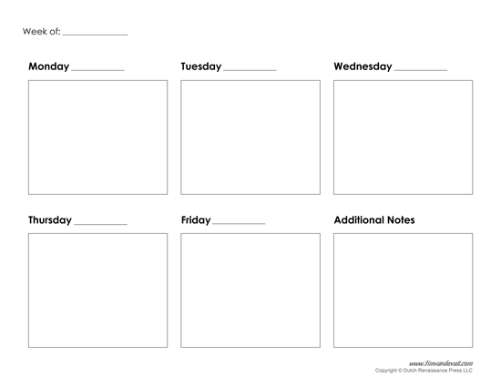 Free Printable weekly calendar