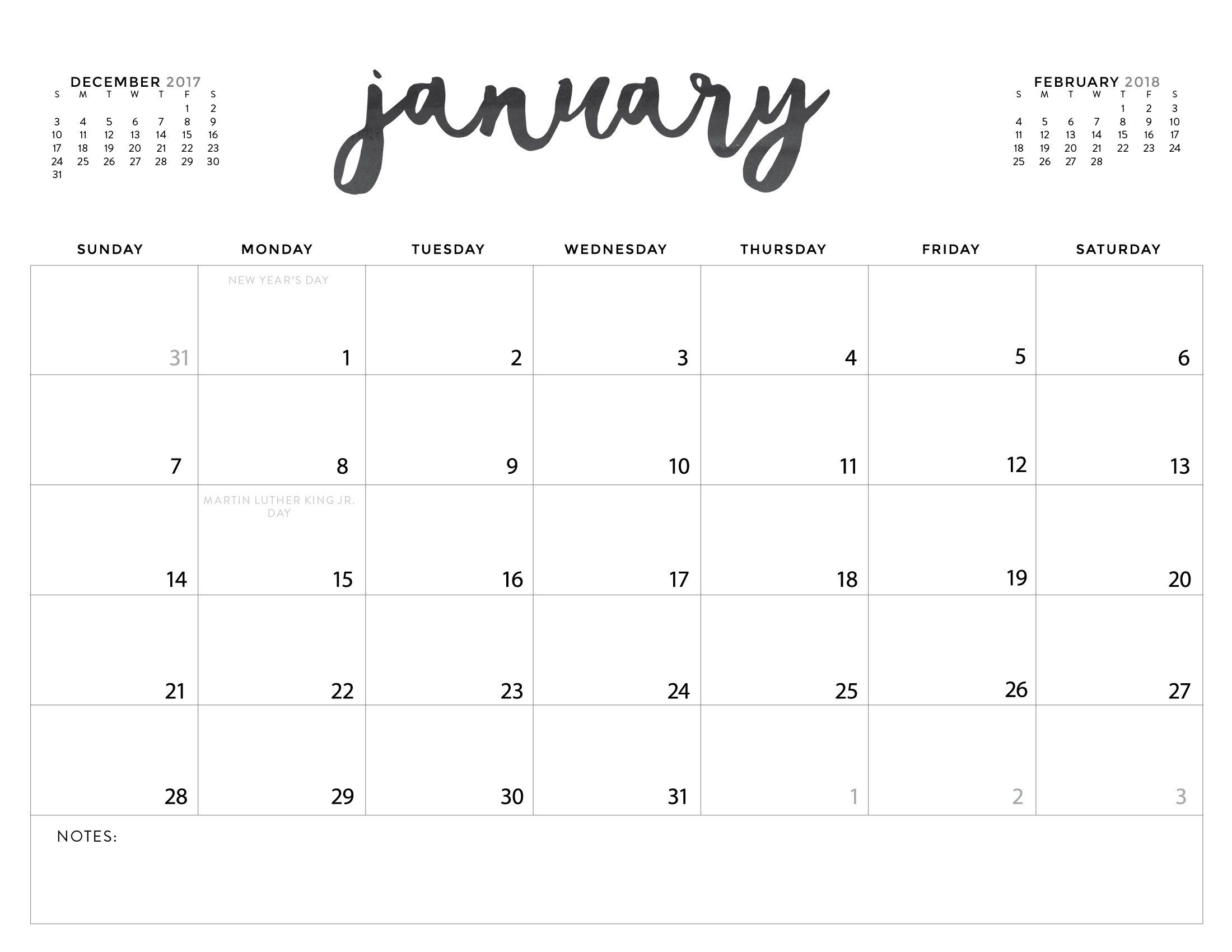 Free printable calendar