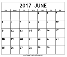 June 2017 calendar printable