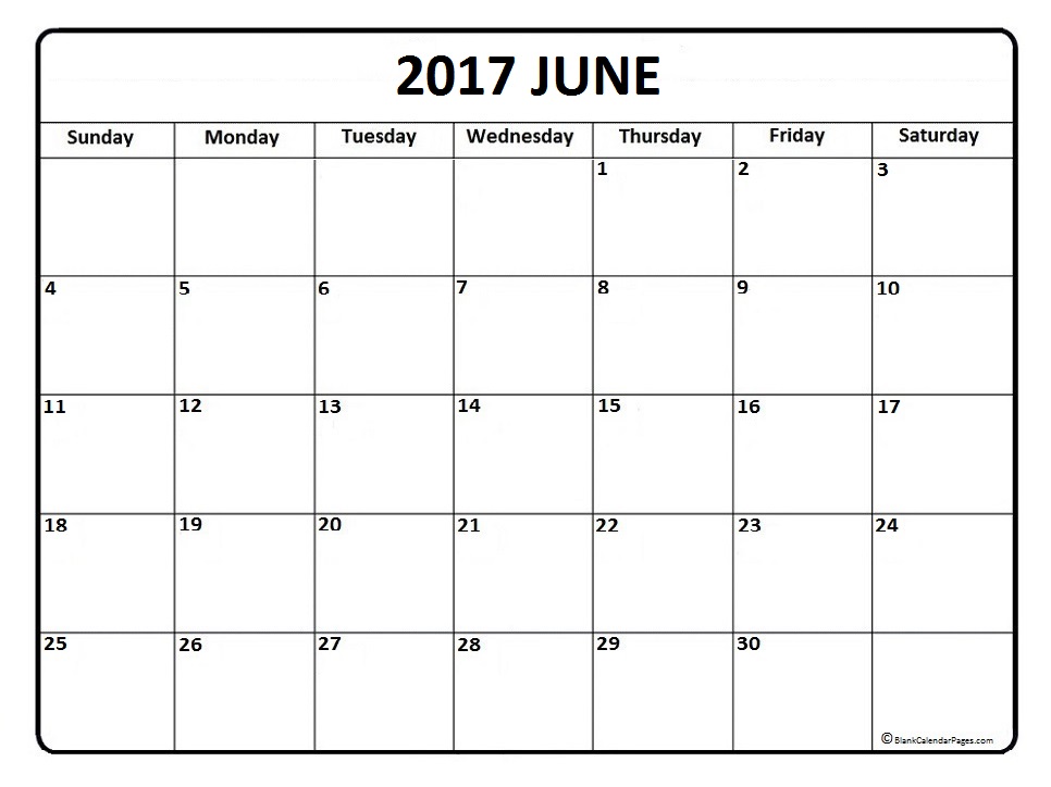 Free June 2017 calendar printable