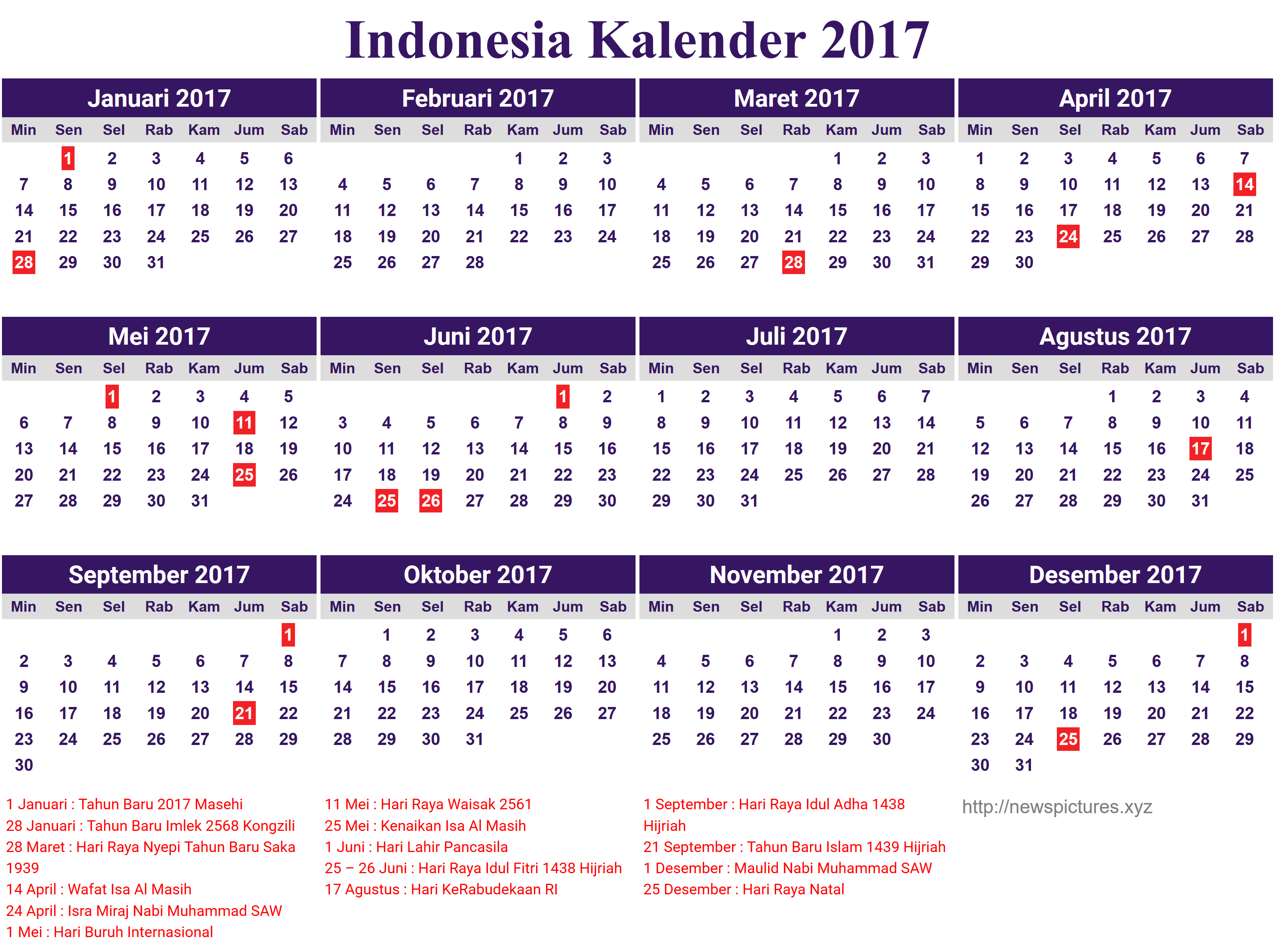 Kalender 2017