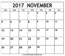 Free November 2017 calendar printable