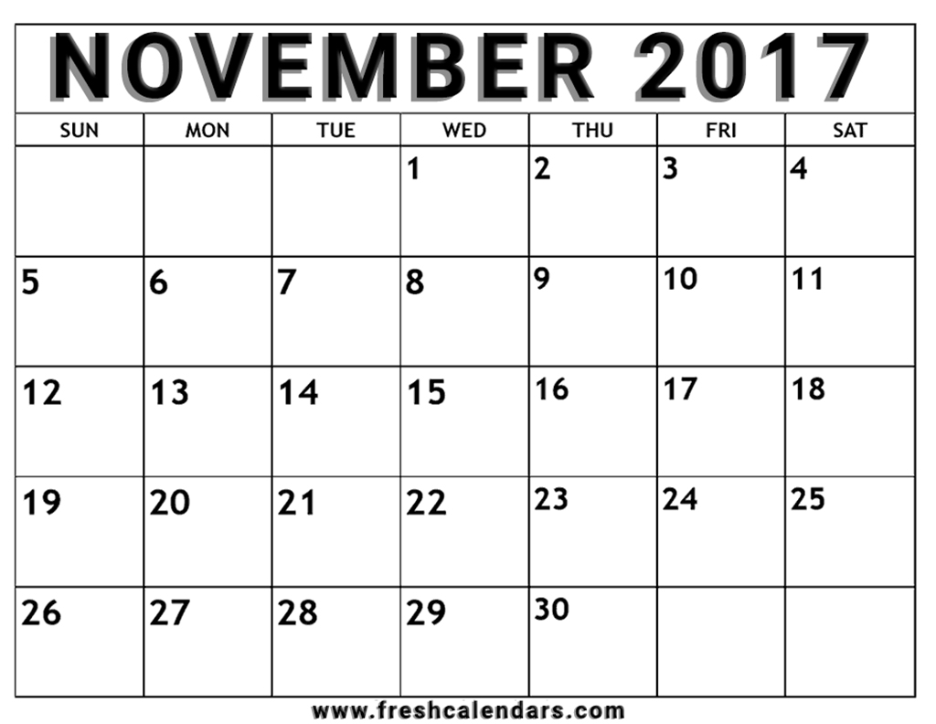 November 2017 calendar printable