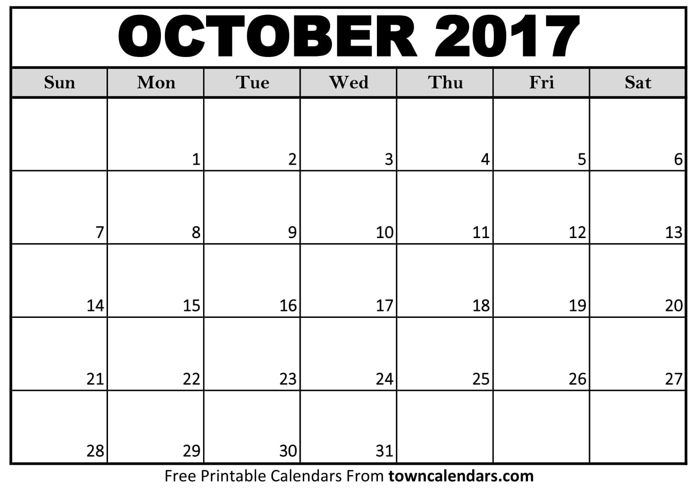 Download October 2018 calendar printable