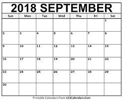 Download September 2018 calendar printable