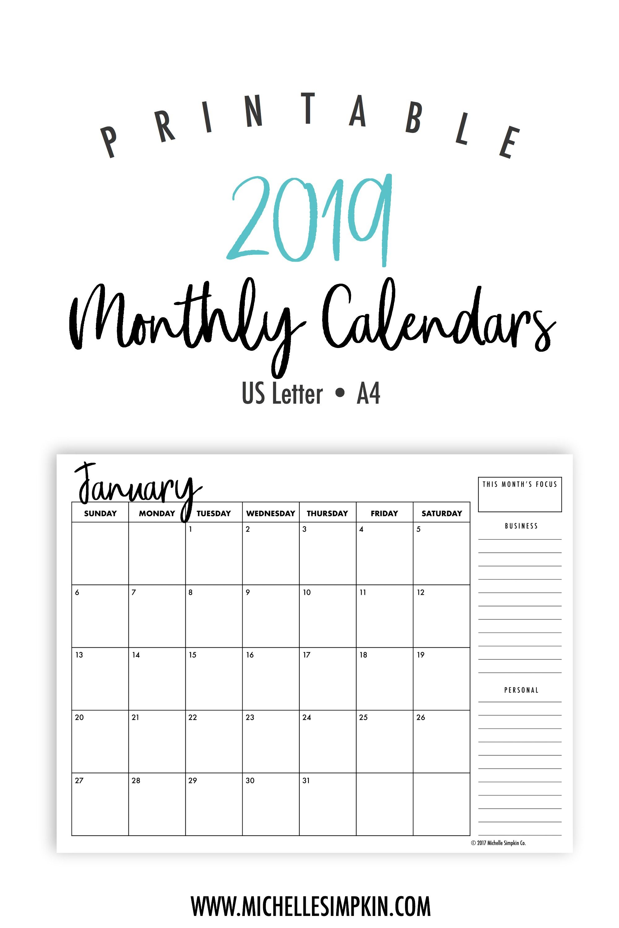 2019 calendar printable (2)