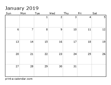 2019 calendar template