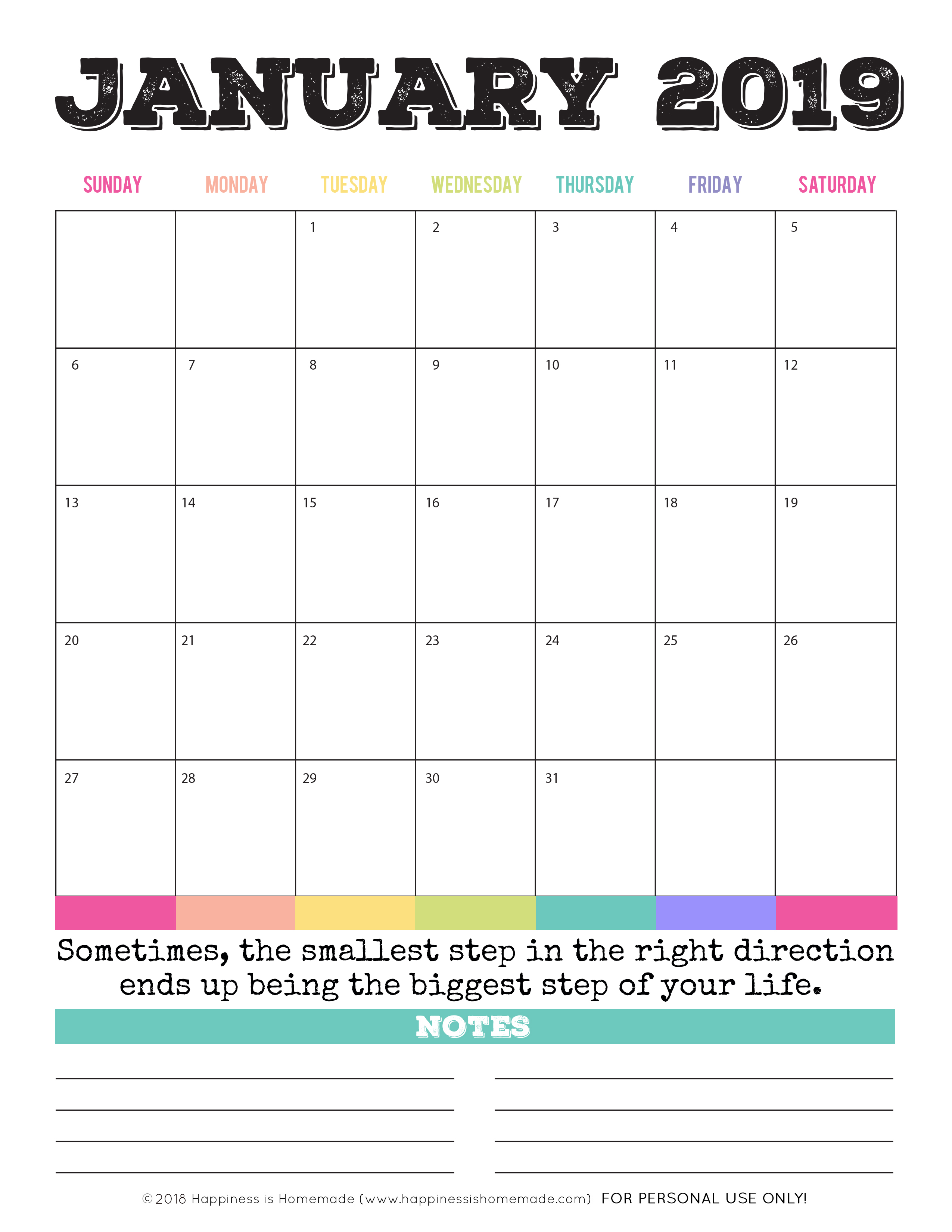 Free printable calendar