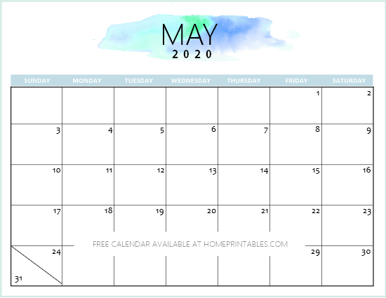 2020 calendar printable cute