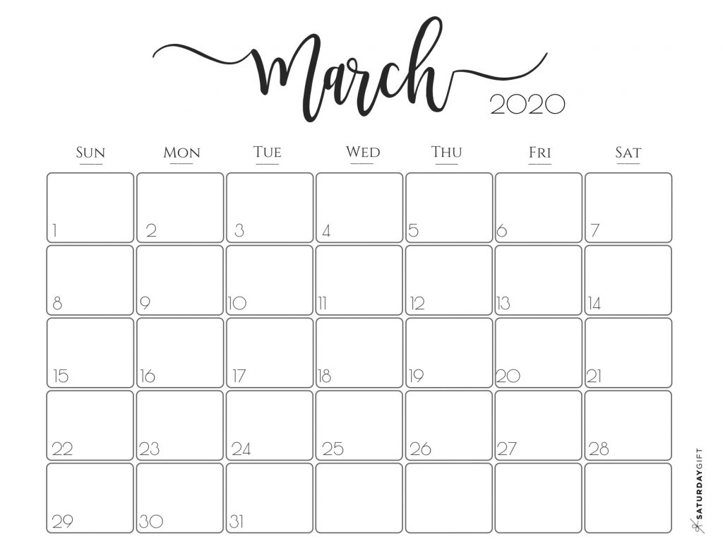 2020 calendar printable cute