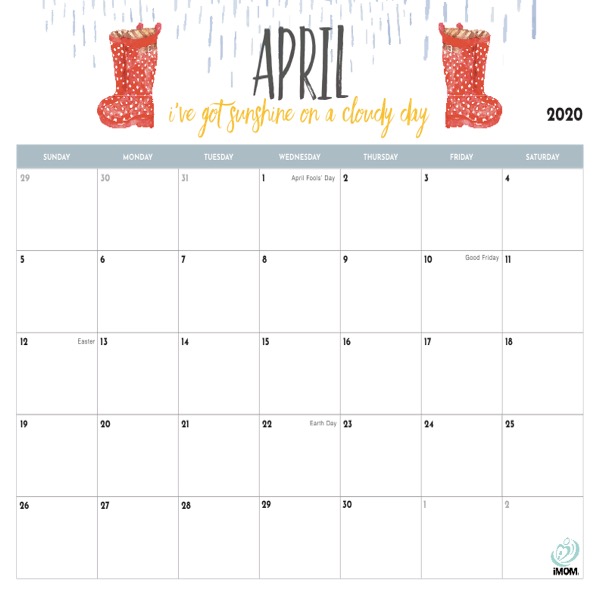 2020 calendar printable cute