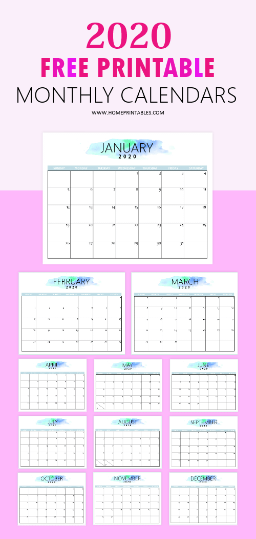 2020 calendar printable cute