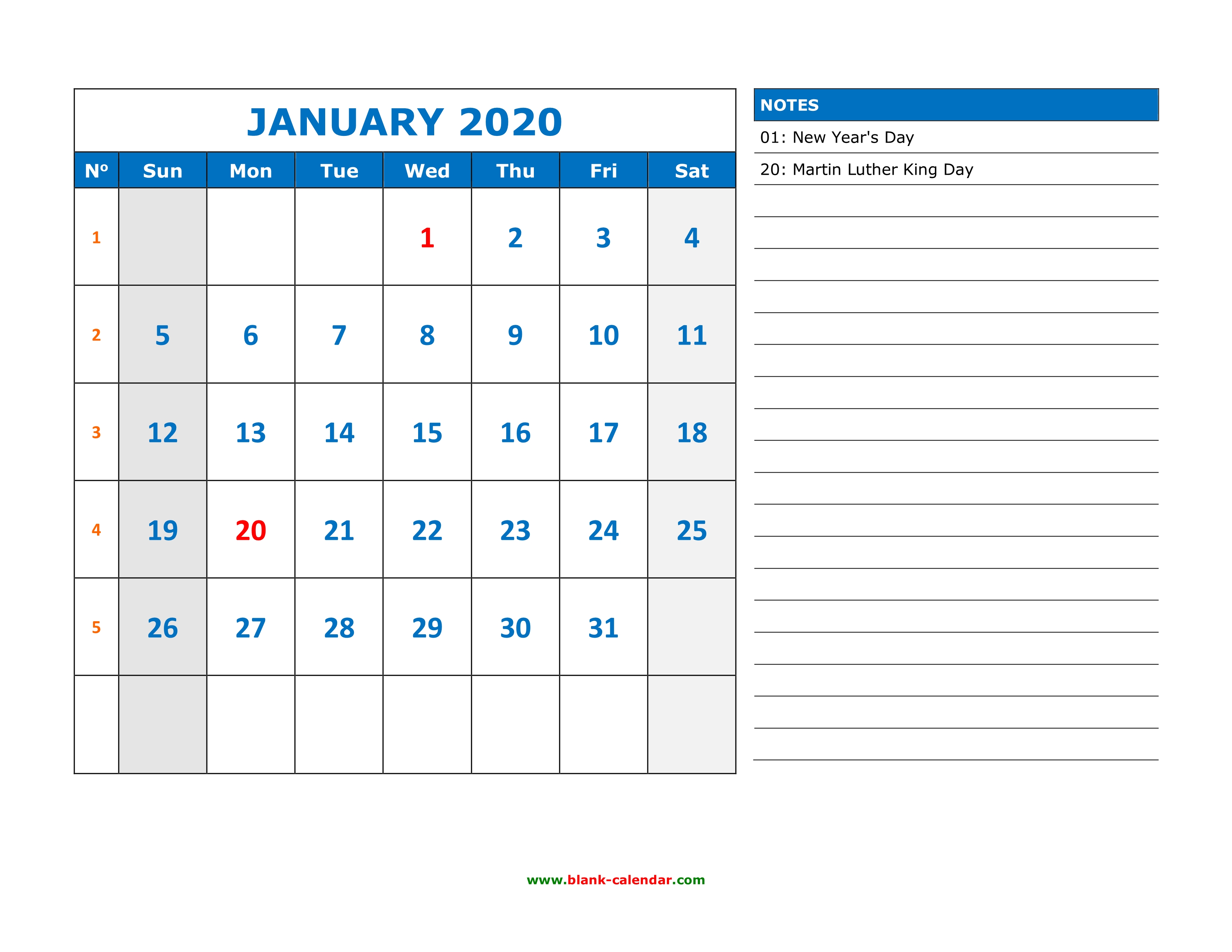 2020 printable appointment calendar