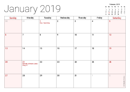 Printable 2020 calendar template