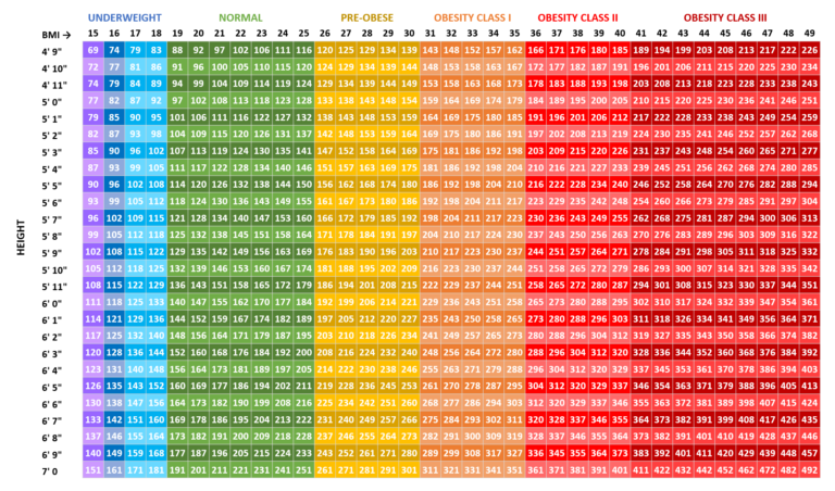 BMI Chart Women Printable Graphics