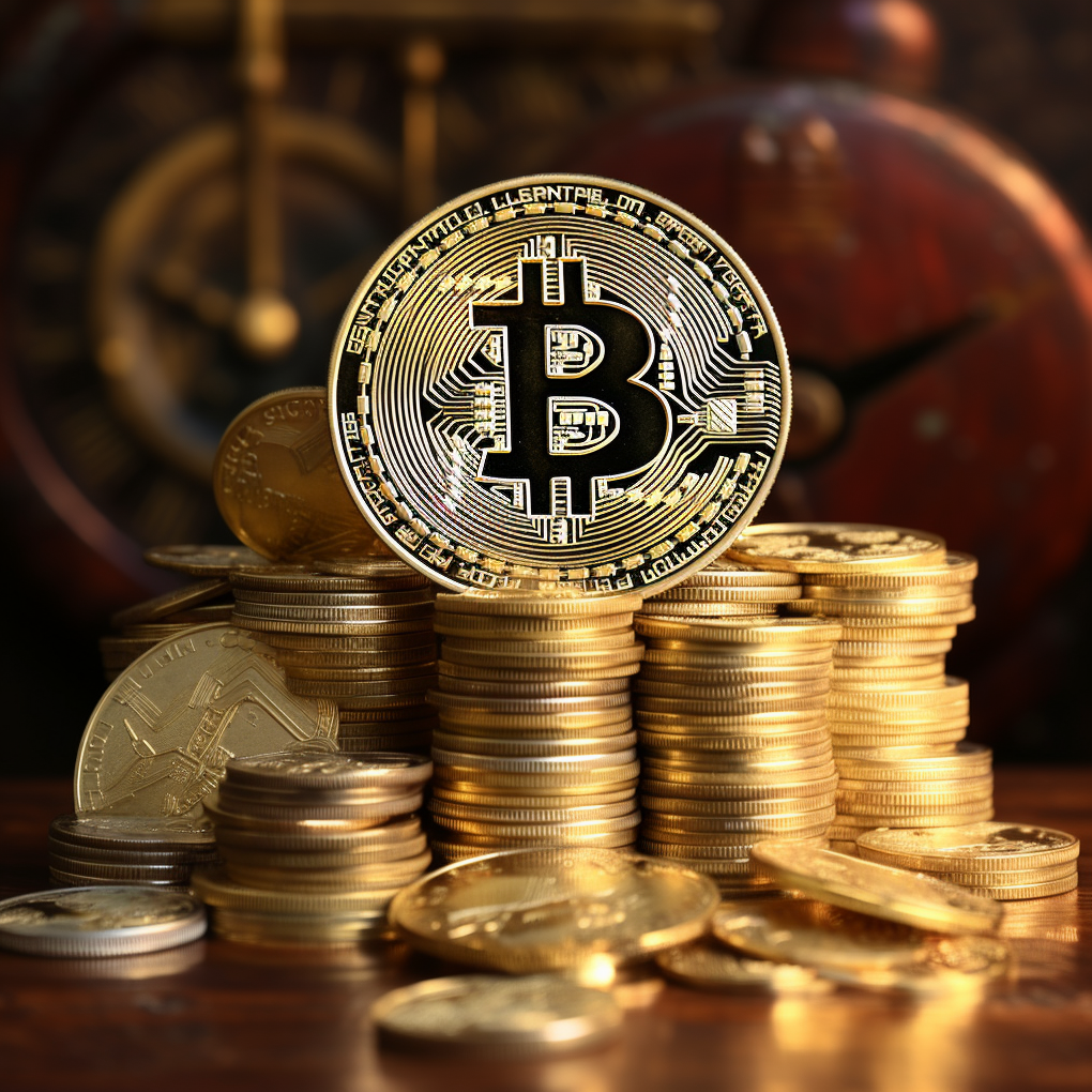 Golden bitcoin image free of copyright