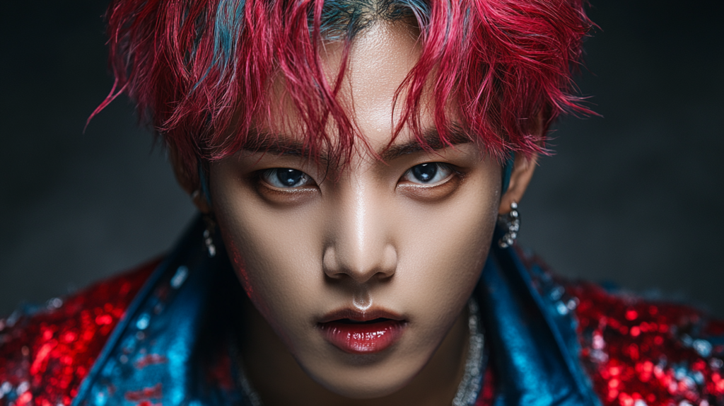 Red haired Closeup of Band member in 4K BTS Wallpaper for Desktop PC 