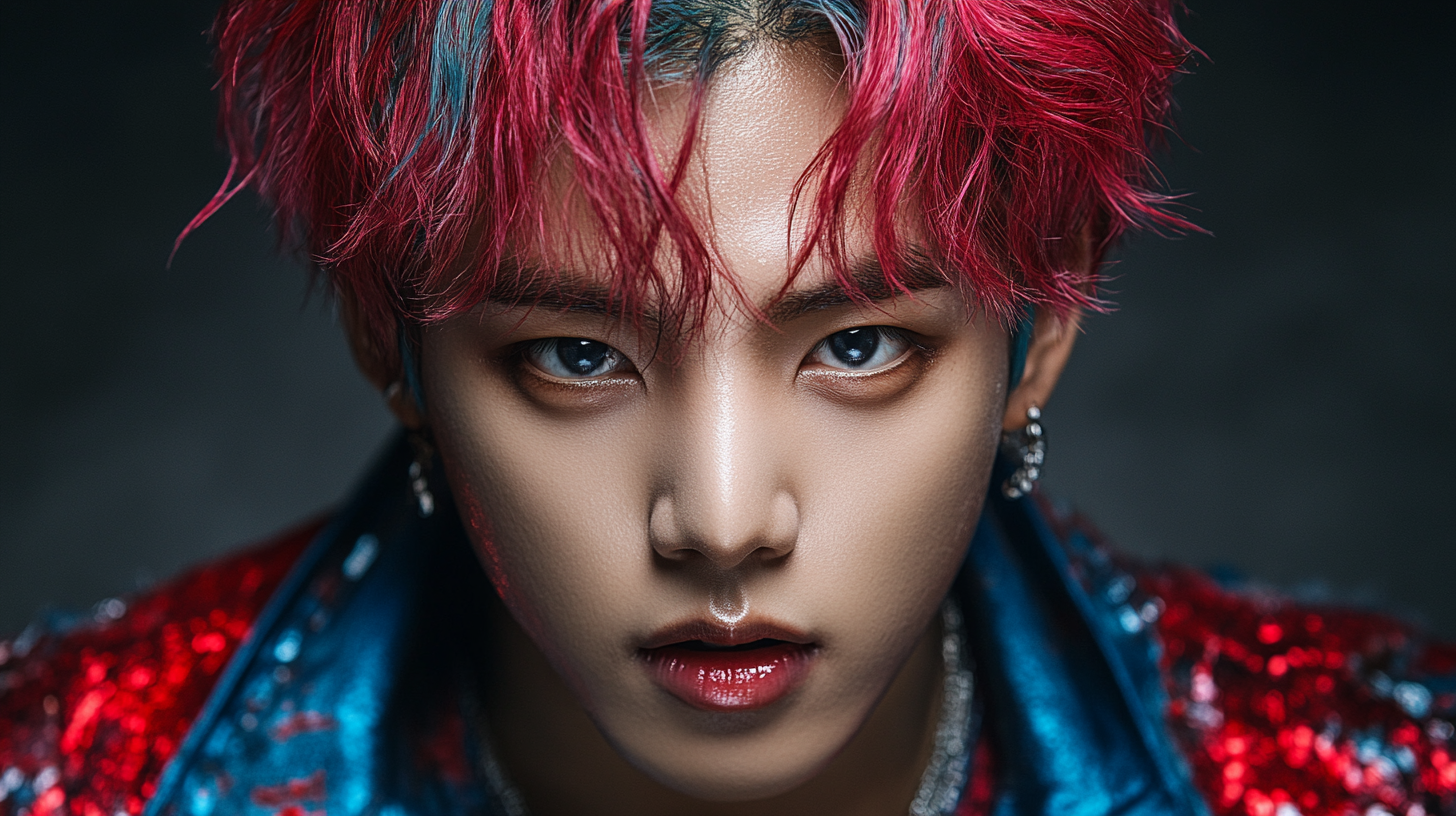 Red haired Closeup of Band member in 4K BTS Wallpaper for Desktop PC