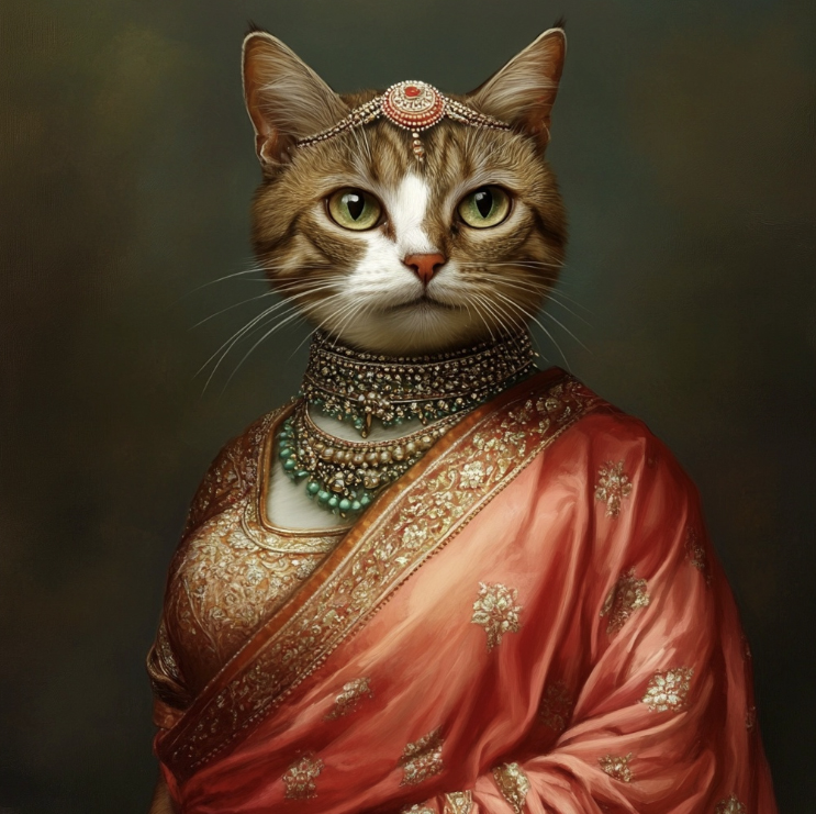 Cats dressed in Indian sarees