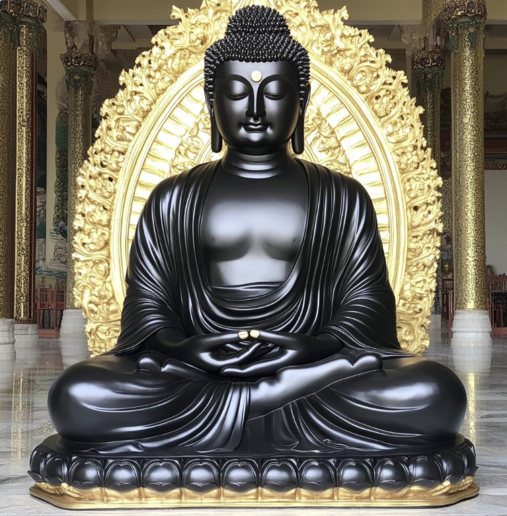 Black coloured Gautam Buddha Statue made of metal