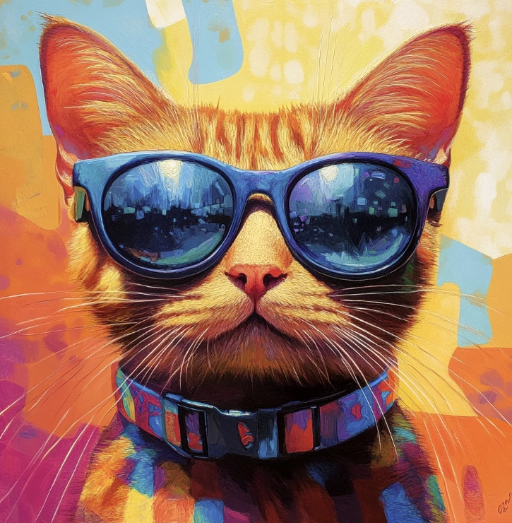 Colourful and cool cat image