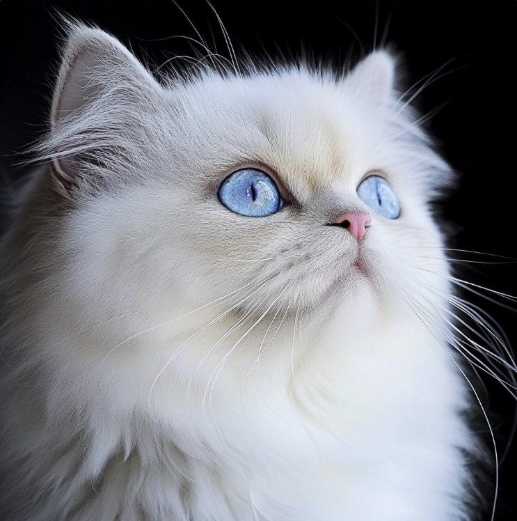 Persian white cat with blue eyes