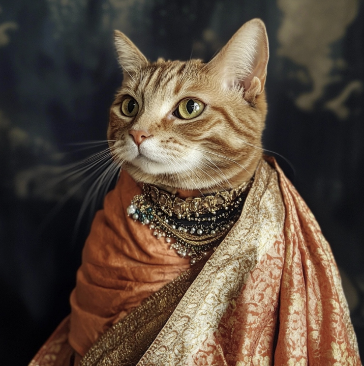 Portrait of Cat in saree