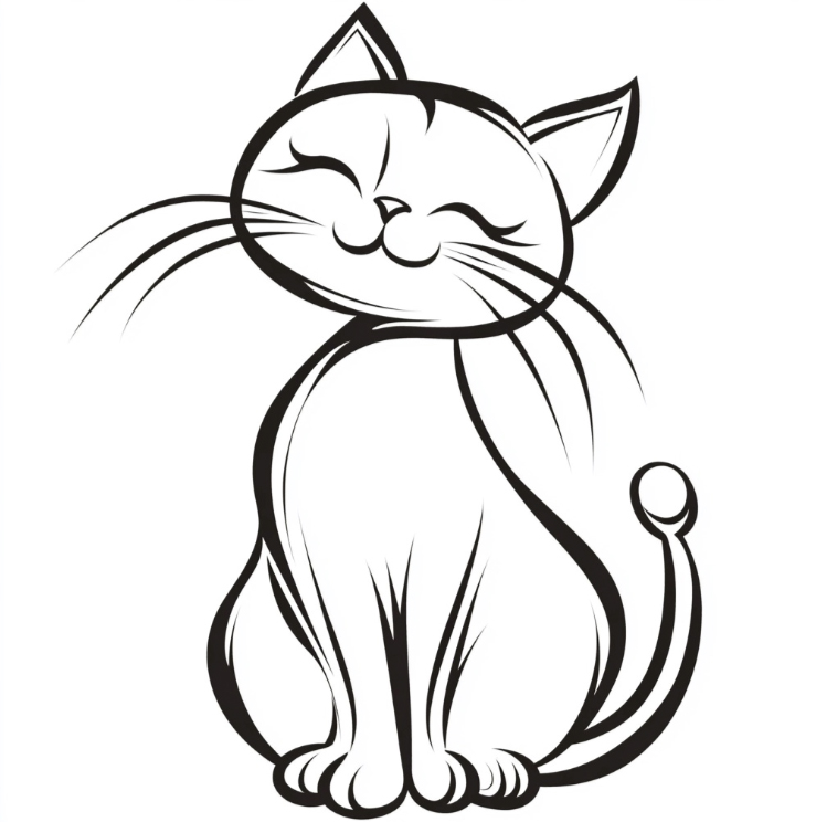 black-and-white outlined cat symbol image