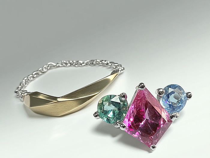 modern minimalist jewelry design dominated by gemstones